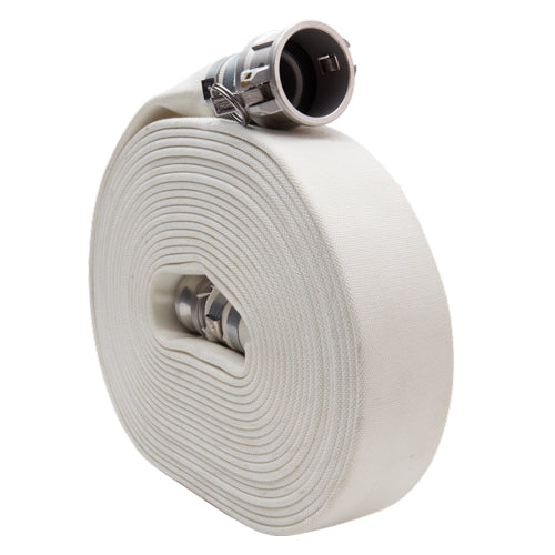 White 1 1/2" x 50' Camlock Double Jacket Mill Hose