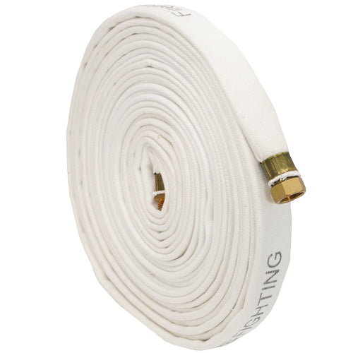 White 1" x 50' Double Jacket Mill Hose (3/4" GHT Couplings)