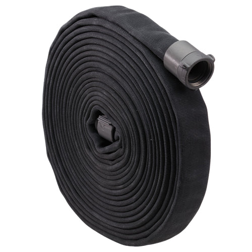 Black 1 1/2" x 50' Double Jacket Fire Hose (Alum NH Couplings)