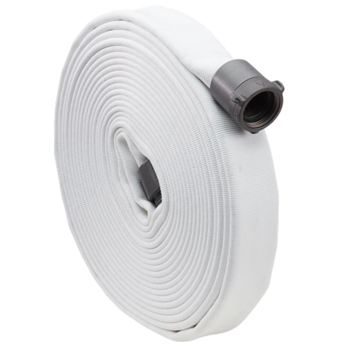 White 1 1/2" x 50' Double Jacket Fire Hose (Alum NH Couplings)