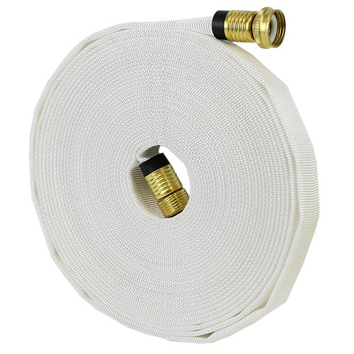 White 3/4" x 50' Forestry Hose (Brass Garden Hose Couplings)