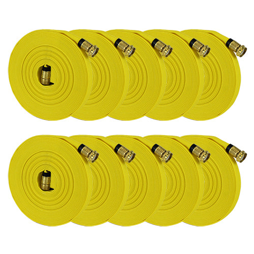 Yellow 5/8" x 50' Forestry Hose (Brass Garden Hose Couplings - 10 Pack)