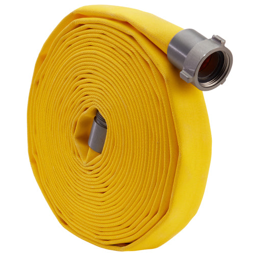 Yellow 1" x 100' Forestry Hose (Alum NPSH Couplings)