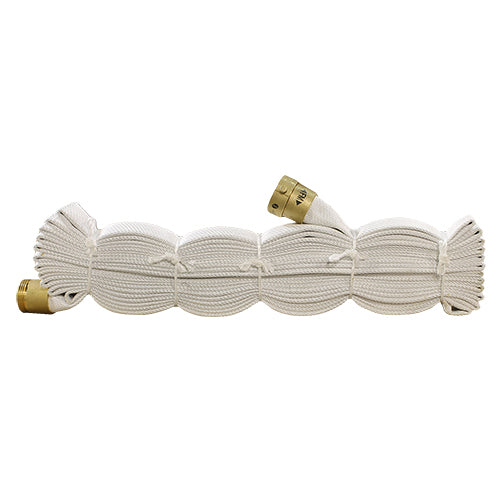 White 1 1/2" x 50' Pin Rack Hose (Brass FDNY Couplings)