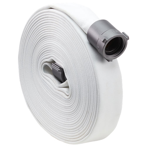 White 1" x 100' Single Jacket Hose (Alum NH Couplings)