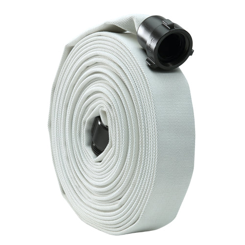 White 1 1/2" x 50' Single Jacket Mill Hose (Alum NH Couplings)