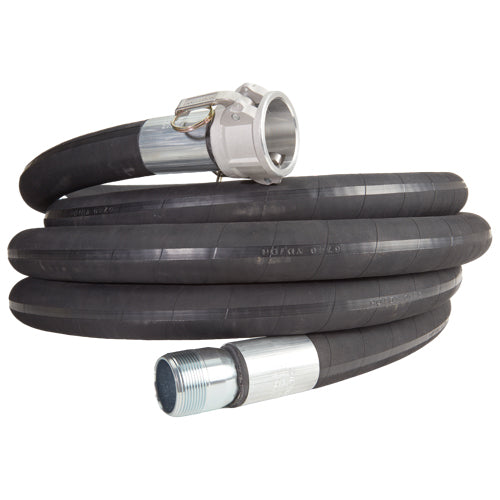 Black 1 1/2" x 20' Camlock / Threaded Suction Hose