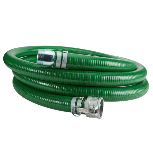 Green 2" x 20' Camlock / Threaded Suction Hose