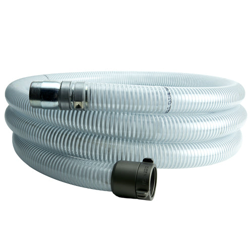 White - Clear 2" x 20' Thread / Thread Suction Hose