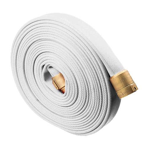 White 1 1/2" x 50' Single Jacket USCG / UL Hose (Brass NH Couplings)