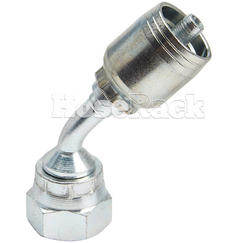 3/8" Female British Standard Parallel Pipe Cone Seat Swivel 45˚ Elbow Hydraulic Fitting