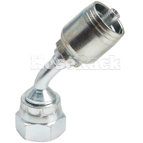 3/8" Female British Standard Parallel Pipe O-Ring Swivel 45˚ Elbow Hydraulic Fitting