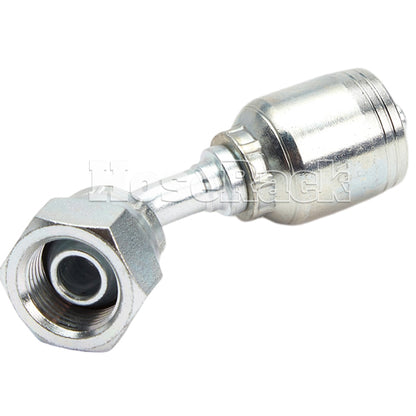 3/8" Female British Standard Parallel Pipe Cone Seat Swivel 45˚ Elbow Hydraulic Fitting