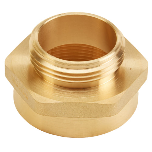 Brass 2" Female NPT to 1 1/2" Male NH (Hex)
