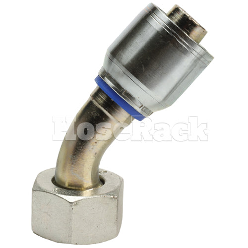 M42 X 2.0 Female Swivel 24˚ Cone (Heavy S30) with O-Ring 45˚ Elbow Hydraulic Fitting