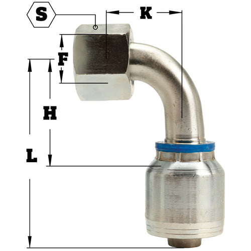 1/4" Female Face Seal Swivel 90˚ Elbow (ORFS) Hydraulic Fitting