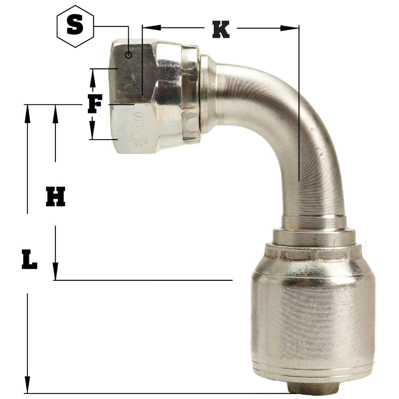 3/8" Female British Standard Parallel Pipe Cone Seat Swivel 90˚ Elbow Hydraulic Fitting