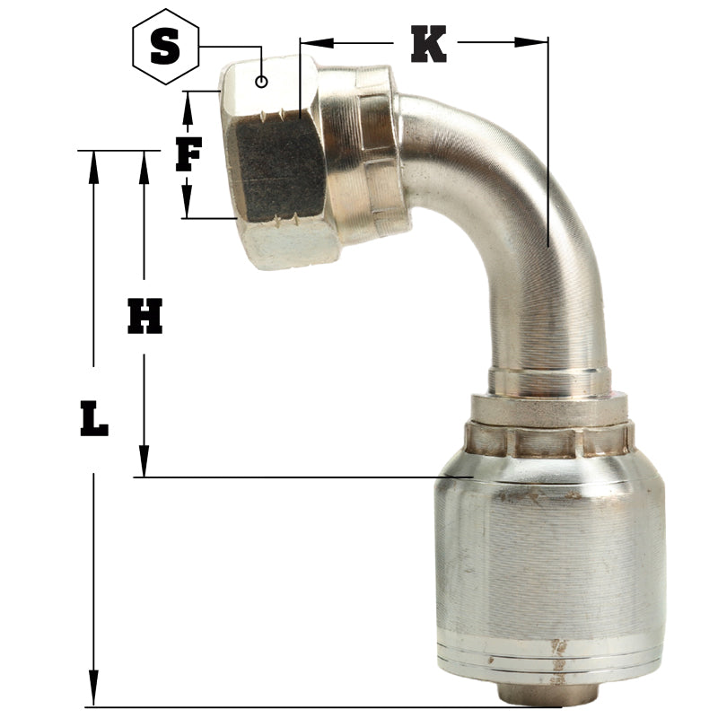 1/2" Female JIC Swivel 90˚ Short Drop Hydraulic Fitting