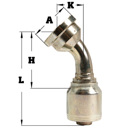 1" Code 61 Flange 45˚ Elbow Hydraulic Fitting